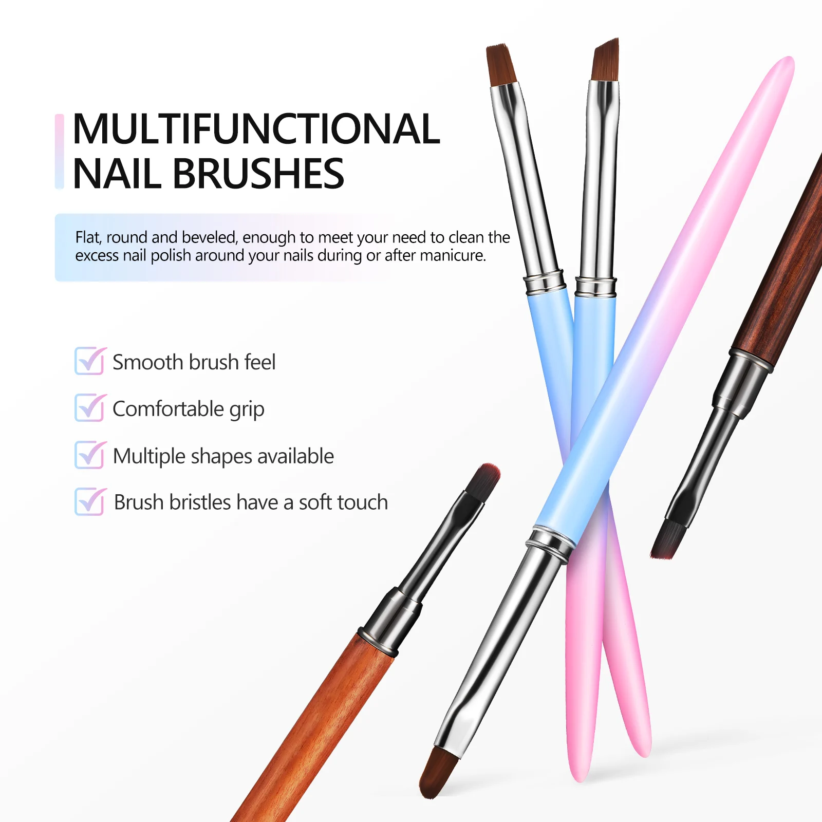 

Набор кистей для дизайна ногтей, мягкие головки для чистки маникюра, легкий дизайн, пластиковый столб, набор инструментов для рисования ногтей