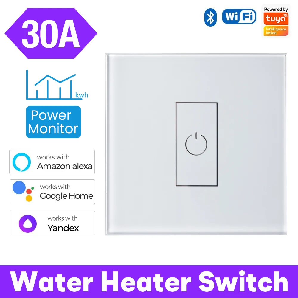 

Smart Life 30A WiFi Boiler Water Heater Switch Tuya App Control Power Monitor Overload Protection Works with Alexa Google Home