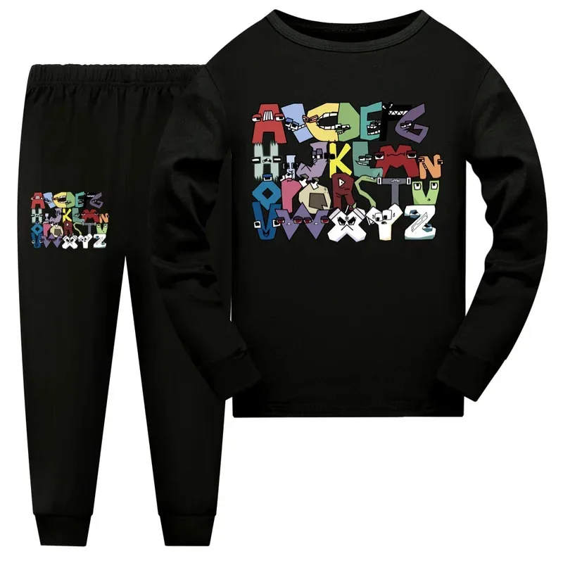 الأولاد الأبجدية لور منامة مجموعات الفتيات منامة دعوى الخريف الربيع الاطفال طويلة الأكمام Homewear ملابس الأطفال ملابس خاصة