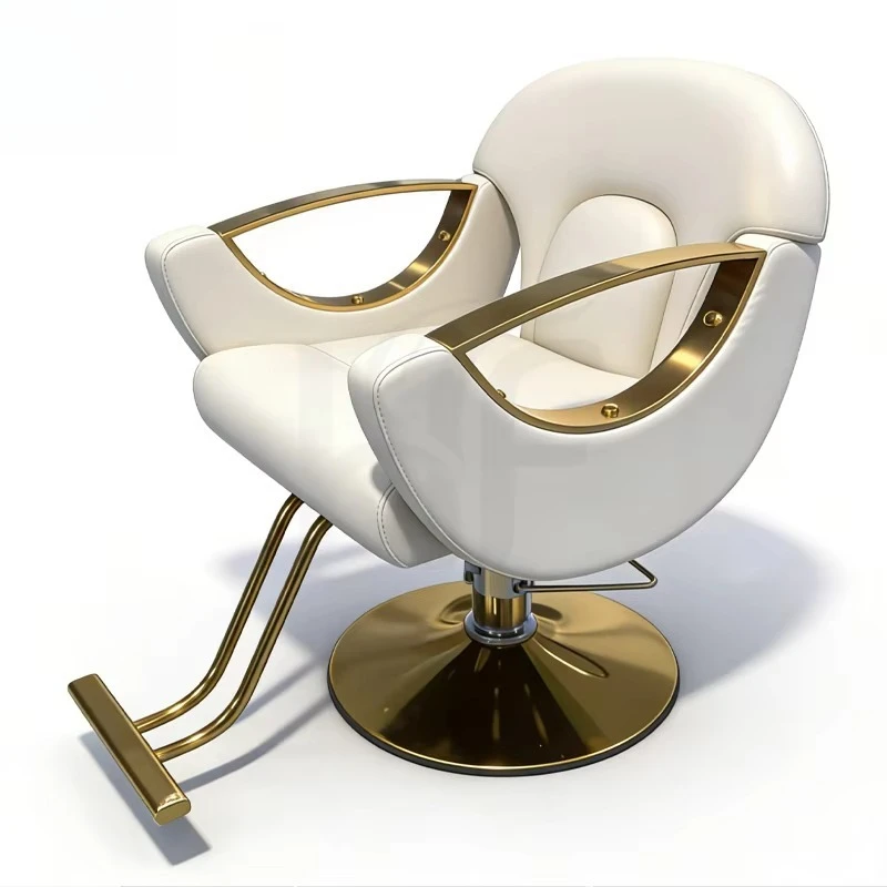 

White Hair Salon Furniture Reclining Barber Chair Adjustable Golden Barber Chair Beauty Salon Factory
