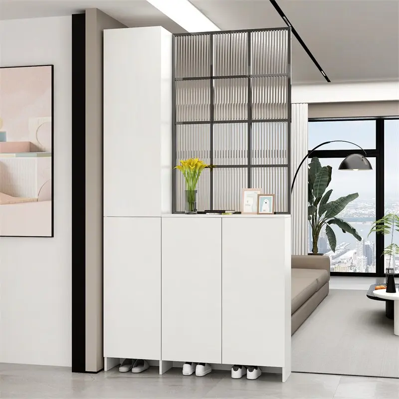 

Шкаф-перегородка для гостиной Changhong из стекла, простой современный дизайн, с доставкой до двери, интегрированный с обувницей и тумбой для прихожей.