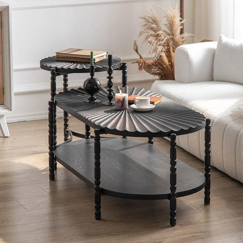 High and low coffee table black double-layer bed and breakfast office small apartment living room sofa tea table