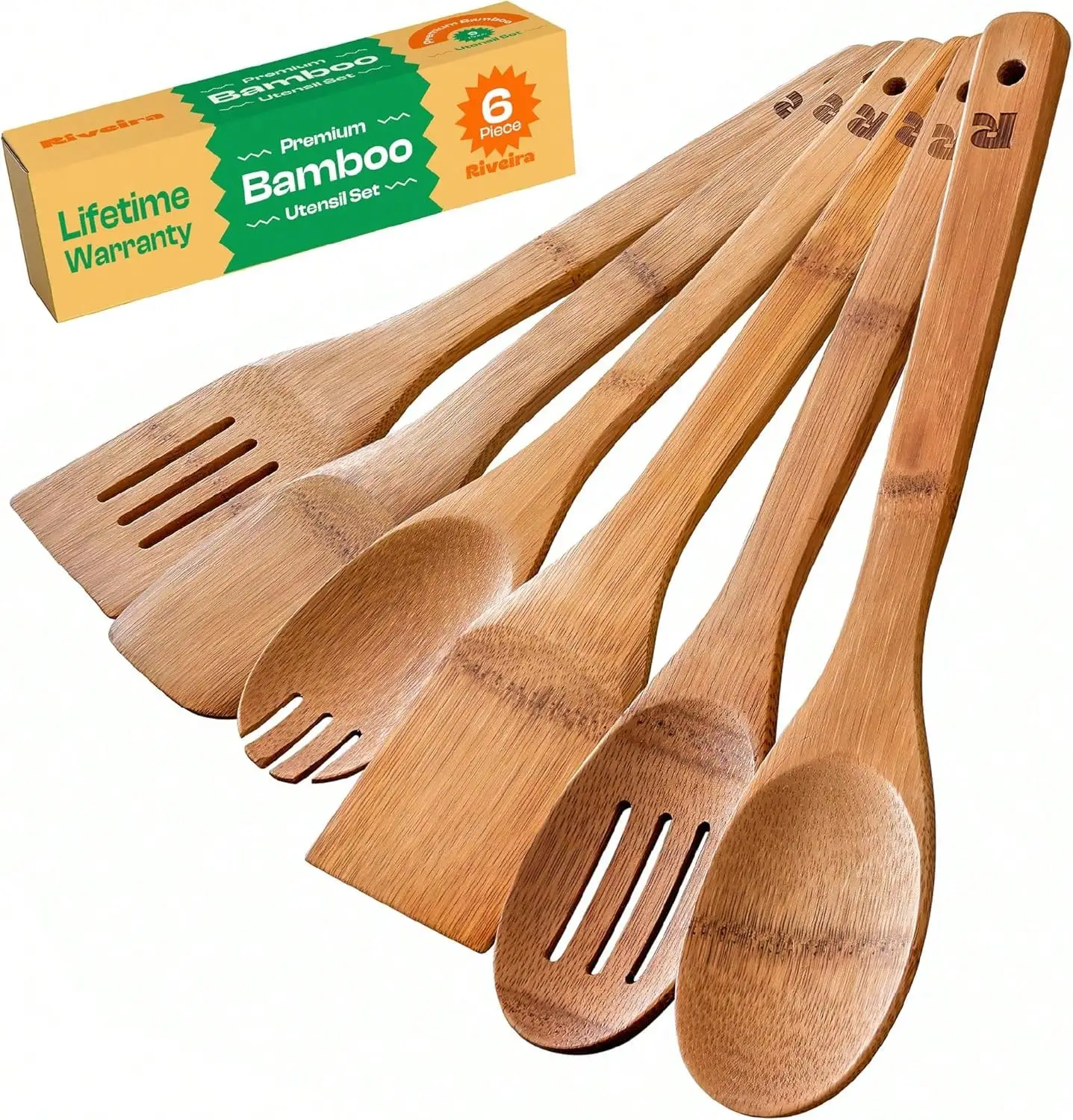 

Wooden Spoons For Cooking 6-Piece, Apartment Essentials Wood Spatula Spoon Nonstick Kitchen Utensil Set Premium Quality