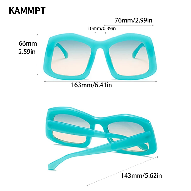 KAMMPT Oversized Irregular Sunglasses New Gradient Candy Color Women Shades Ins Trendy Brand Designer Outdoor Travelling Eyewear