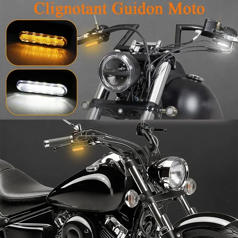 Riloer Clignotants Moto LED Ambre Flowing - Bande Lumineuse Fourche Compatible Harley-Davidson, Honda, Kawasaki, 12V 36 LED