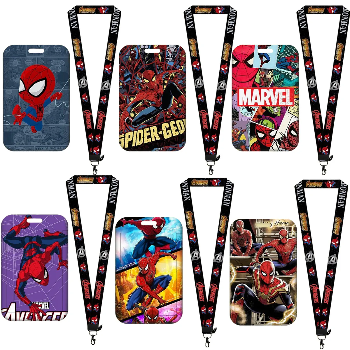 Cartoon Spiderman Card Sleeve Anime Disney Marvel Lanyard ID Bus Card Work Permit protect Sleeve Cute Student Stationery Gift