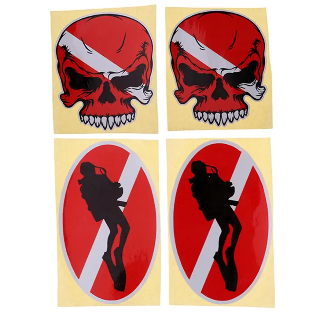 4 Diving Sticker - ,diver Decals for Snorkeling Freediving Swim Flippers - Reflective