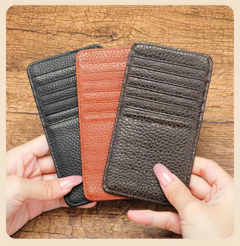 

Luufan Genuine Leather Card Holder Purse Real Leather 12 Slots Card Case Clutch Wallet Slots For Men Women Mini Slim Short Purse