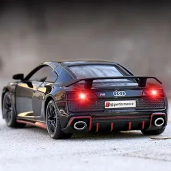 1:24 R8 Coupe Alloy Sports Car Model Diecast Metal Racing Vehicle Car Model High Simulation Sound Light Collection Kids Toy Gift
