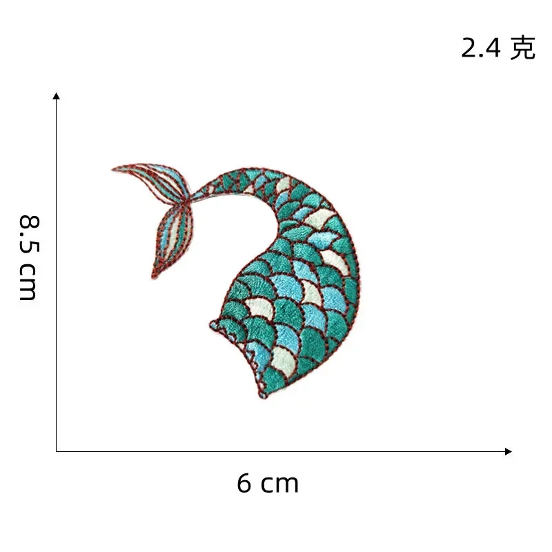 Colorful Mermaid Tail Embroidery Patch Fairy Fish Tail Badge Stick-on Appliques Cartoon Cloth Stickers for Girls T-shirt Bag DIY