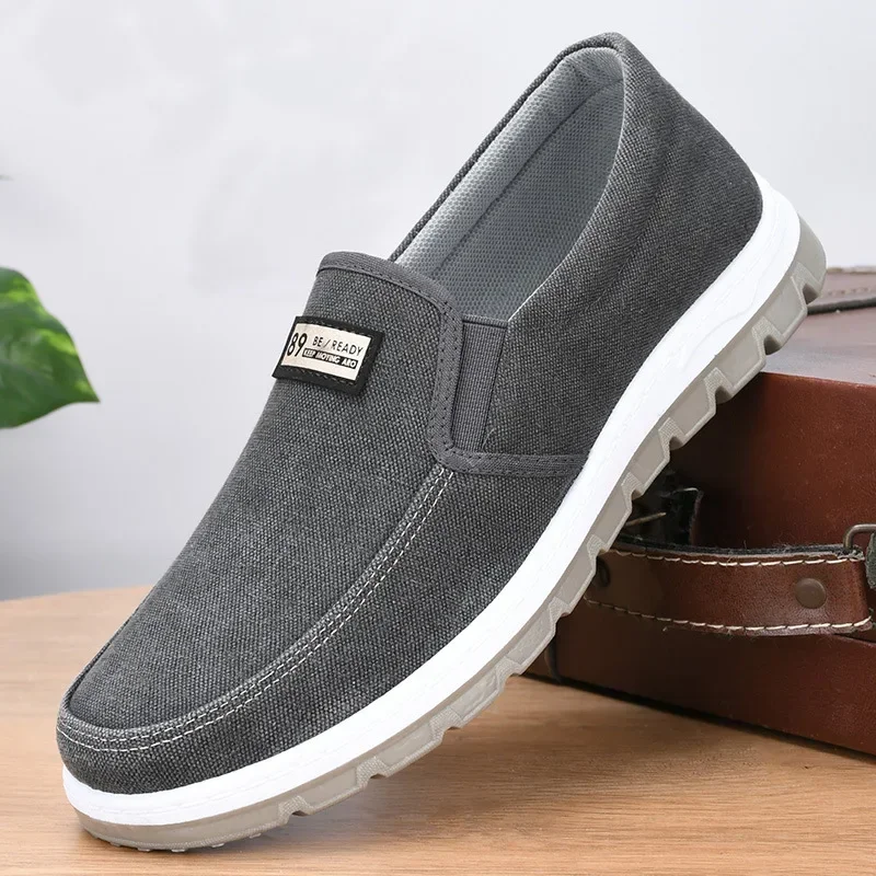 2024Men Casual Shoes Slip on Canvas Loafers Comfortable Walking Flats for Man Non Slip Soft Moccasins Sneakers Driving Shoes