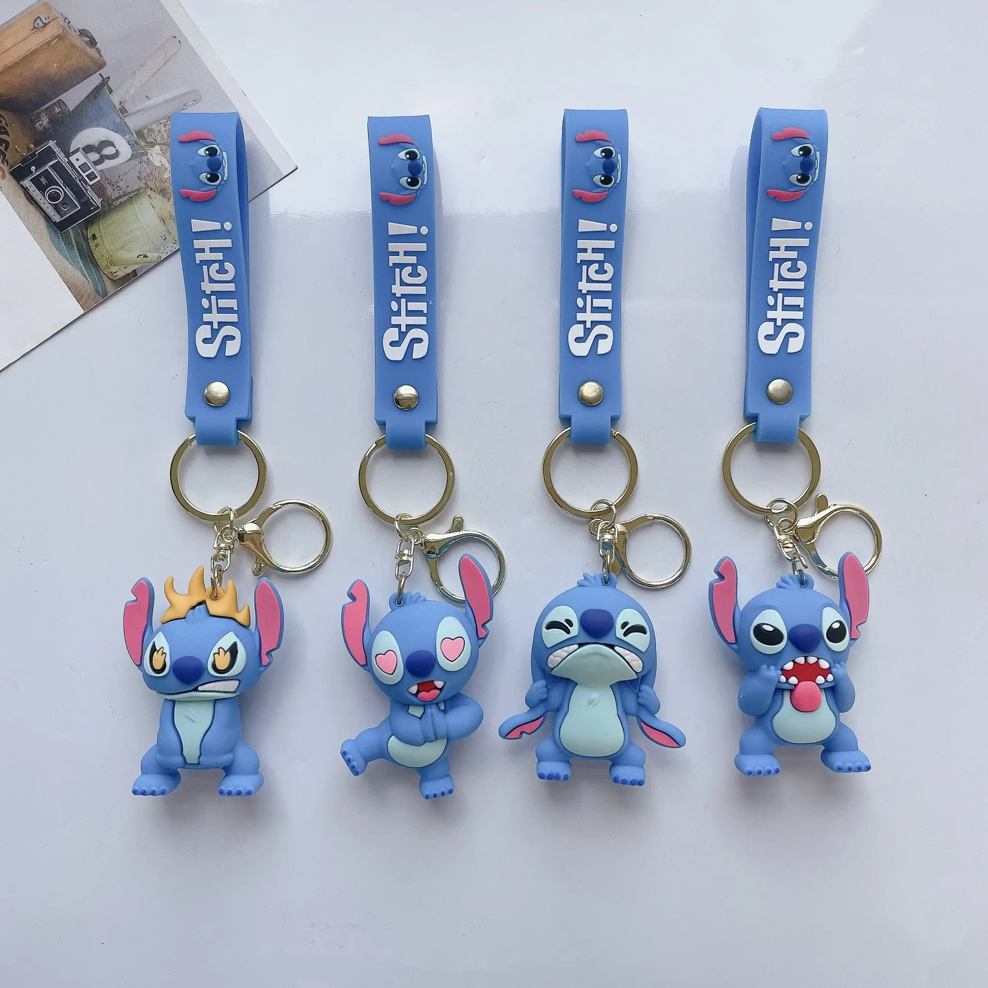 Cartoon Cute Funny Angry Stitch Key Chains for Women Men Fans Lovely Stitch Keychain Keyring Accessories Car Keys Holder Gifts