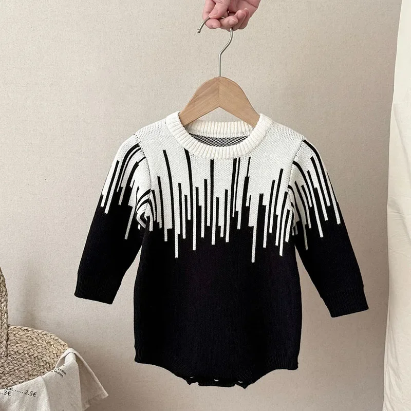 

Новинка 2023 года, осенний вязаный комбинезон для маленьких девочек 0-24 месяцев, вязаные боди для новорожденных девочек, трикотажная одежда для маленьких девочек