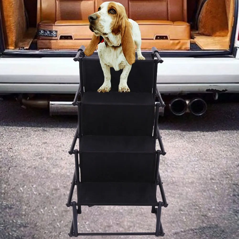 

4-ступенчатая рампа для домашних животных, легкая портативная лестница для собак и кошек с нескользящей поверхностью, лестница для домашних животных, автомобильные ступеньки для собак, портативная лестница для собак