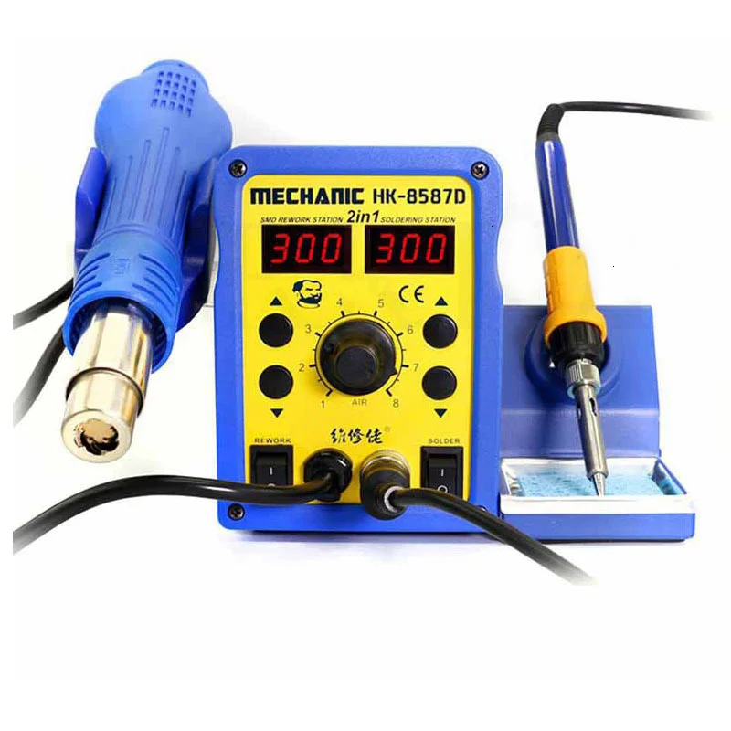 

MECHANIC-Hot Air Gun Soldering Station, Mute Desoldering, Iron Repair Tool, Solder Station Handle, HK-8587D, 2 in 1