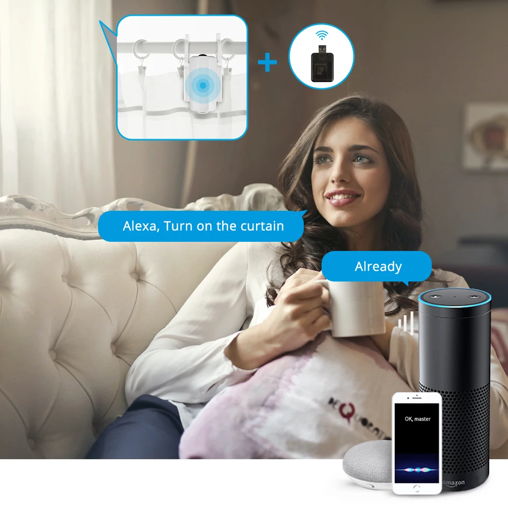 Blindsmart WiFi Tuya 스마트 커튼 드라이버 로봇 스마트 라이프 Alexa Google 홈 컨트롤 로마로드 I 형 U 형 커튼 트랙