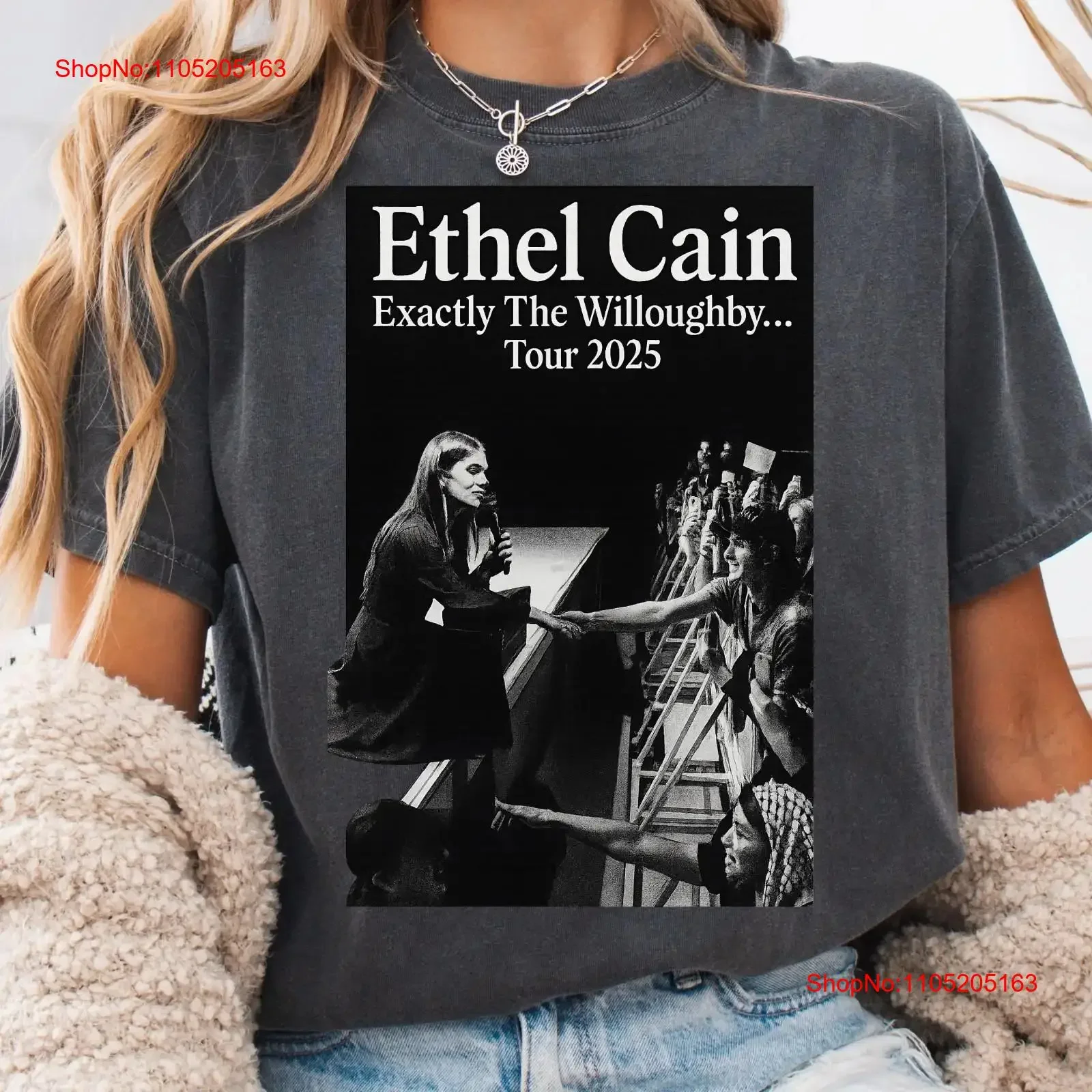 تي شيرت Ethel Cain The Willoughby Tucker Forever Tour 2025 Fan s تي شيرت عتيق مغسول للارتداء اليومي ممتد أنيق ناعم #1