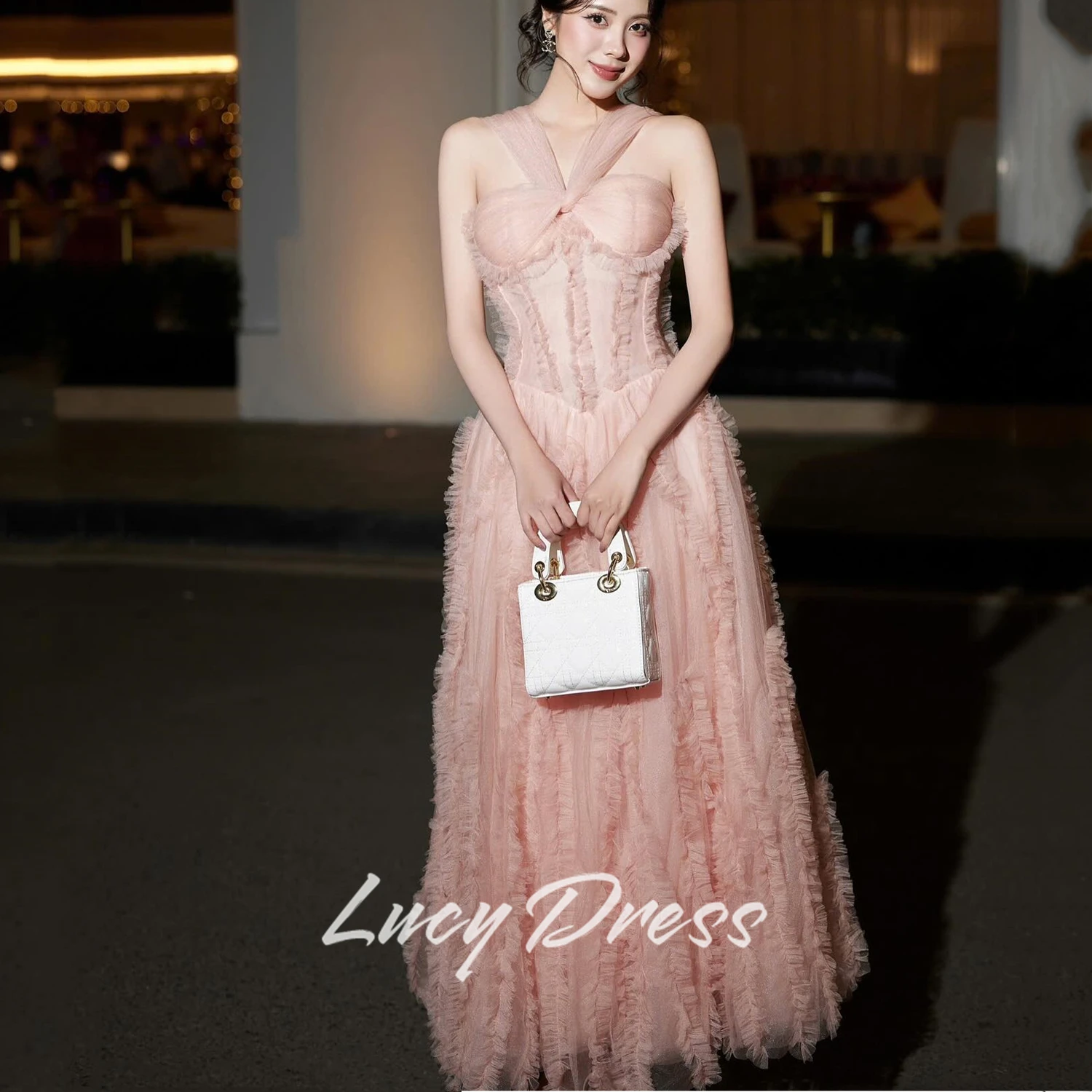 

Lucy Customized Wedding Party Dress Sharon Happy Evening Dresses 2025 Luxury Special Occasion Dress Pink Elegant Womens Dresses