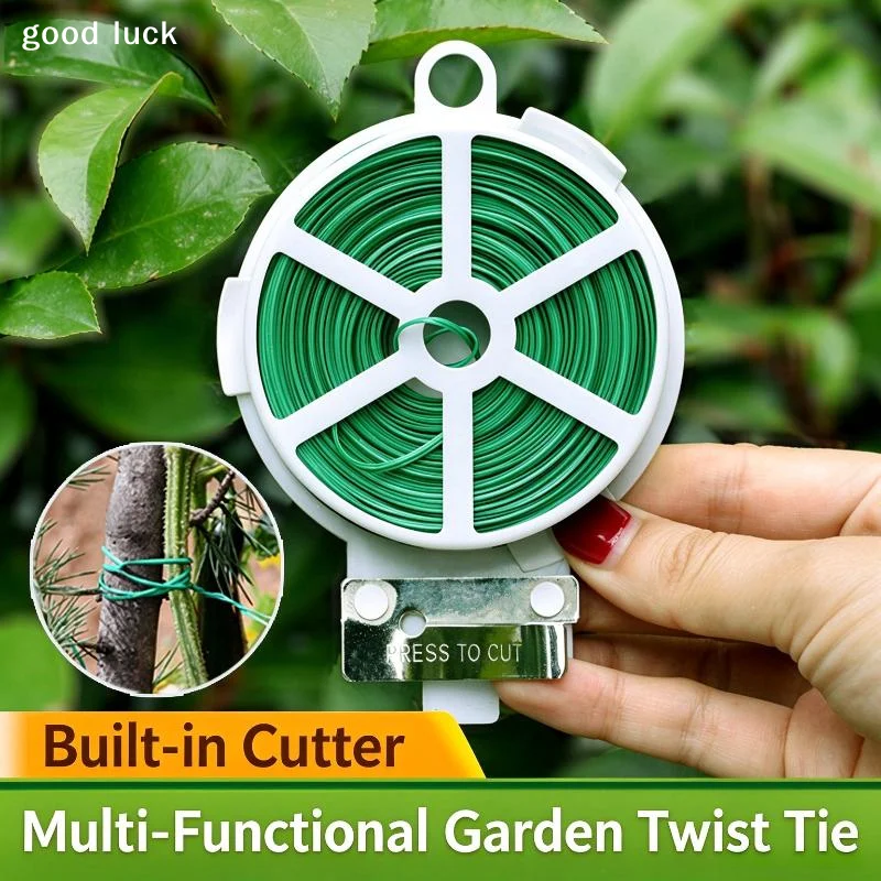 Answer1 Roll 100M Multifunctional Plastic Steel Twist Tie Sturdy Reusable Garden Flower Plant Support Strap Tie