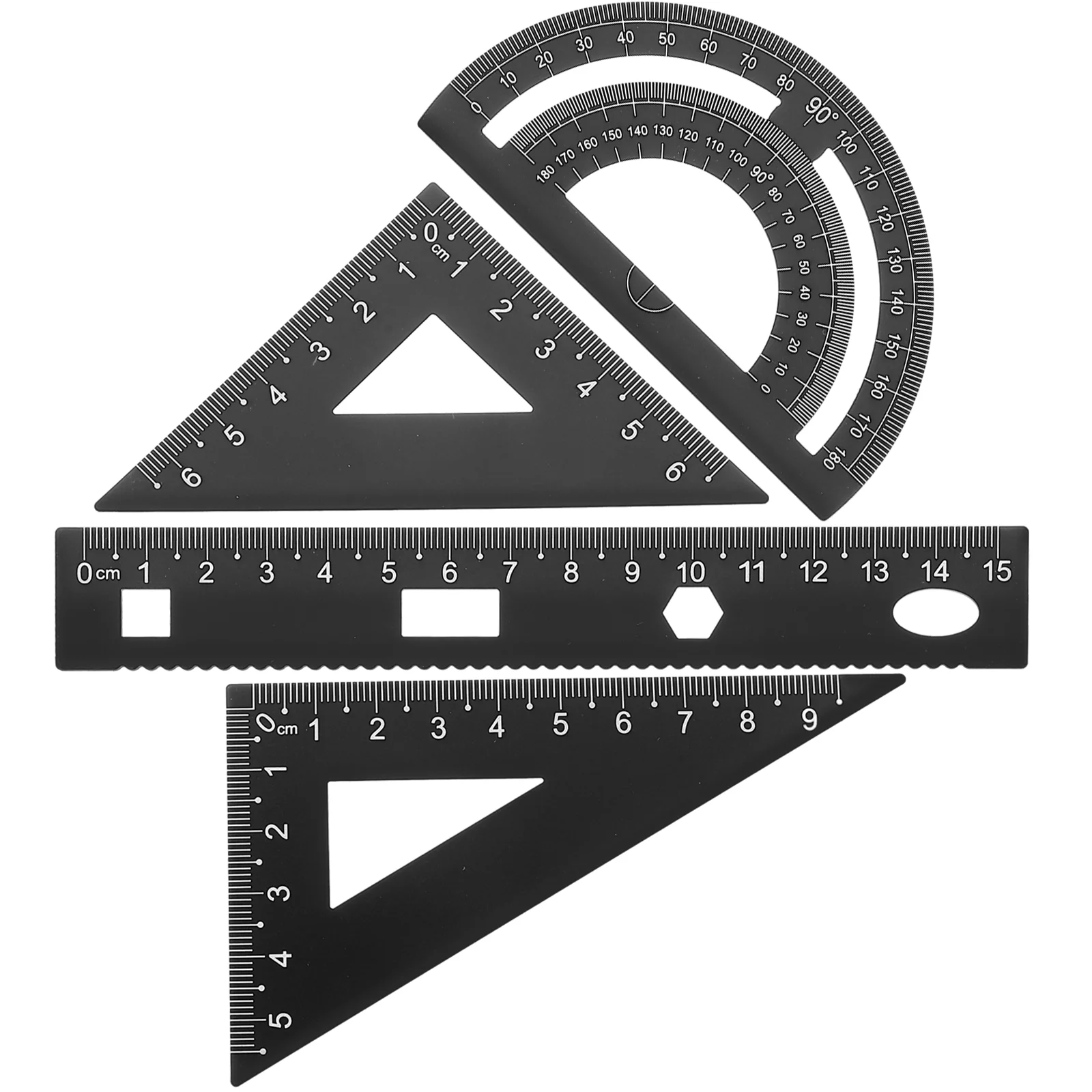 

1 Set of 4PCS DIY Metal Ruler Sturdy Office Metal Ruler Ruler Stationery Set Triangular Plate Protractor Testing Ruler for Pupil