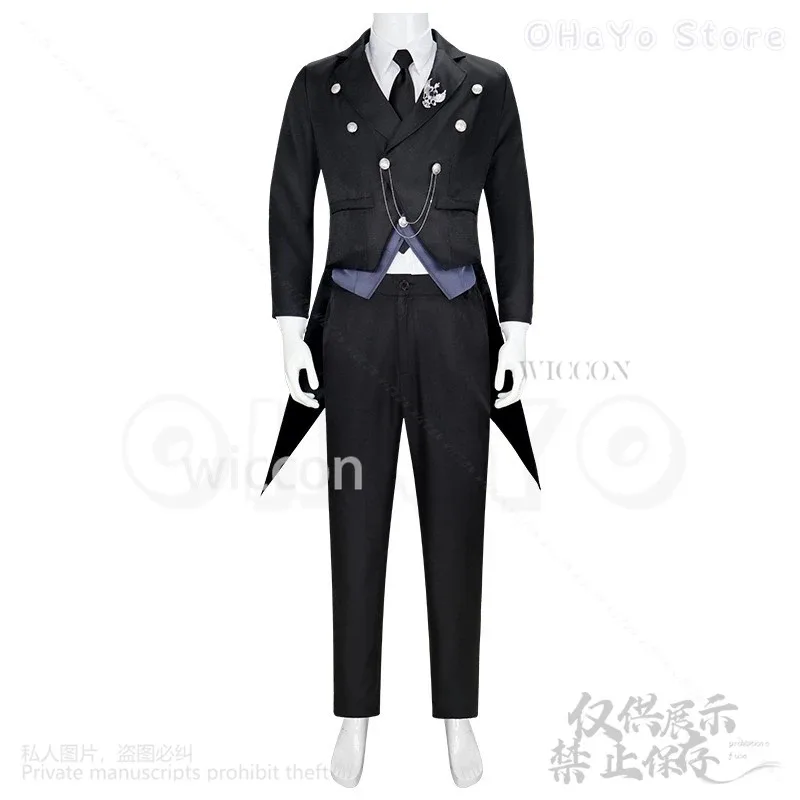 

Цианиме Черный дворецкий Себастьян Косплей Дьявол Униформа Костюм Пальто Брюки Рубашка Галстук Жилет Парики Для Взрослых Мужчин Хэллоуин Рождество