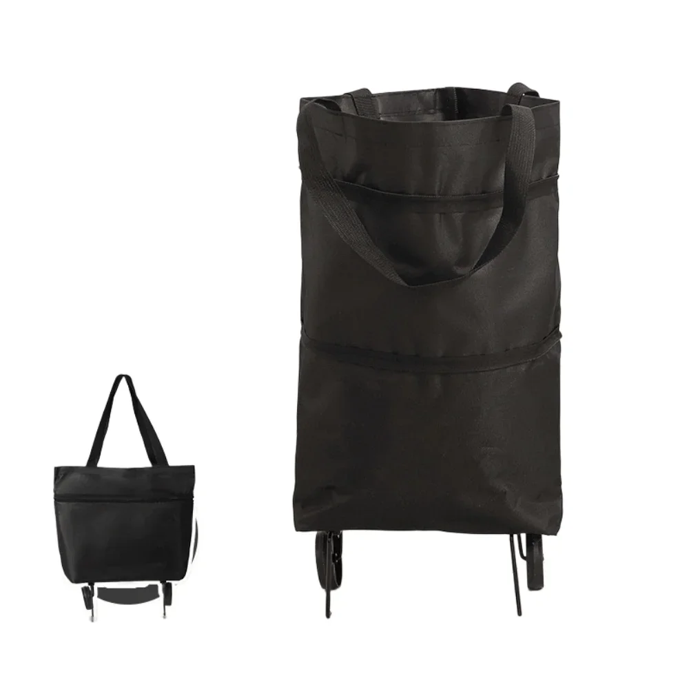 2-in-1 Foldable Portable Rolling Handbag Shopping Cart with Waterproof Feature Shopping Bag Trolley and Wheels for Easy Shopping