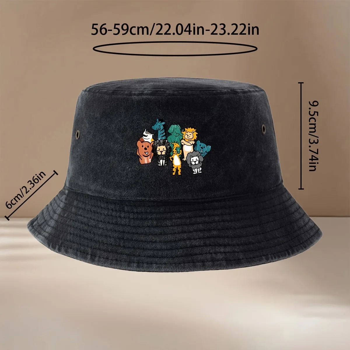 Hand-Drawn African Animal Print Fisherman Hat, Personalized Fishing Hat, Lightweight Bucket Hat, Unisex, High Quality Basin Hat,