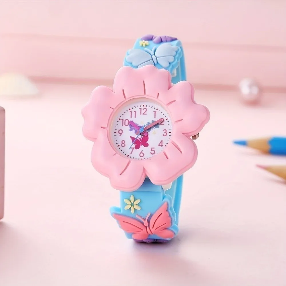Fashion Colorful Kids Flower Watch 3D Design Silicone Strap Watch Cartoon Children's Gift Watch for Children