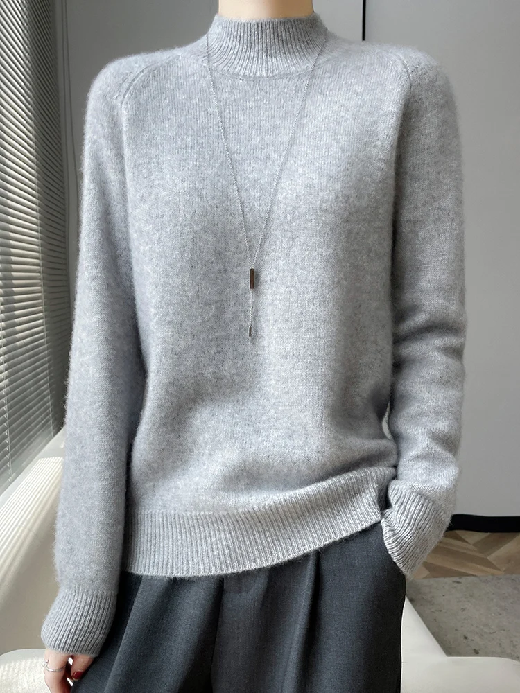 

Женская трикотажная кофта из 100% мериносовой шерсти с ложным воротником и длинным рукавом