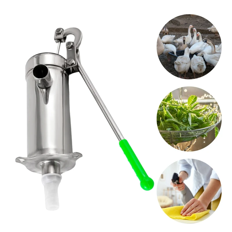 Manual Water Pump Household Garden Suction Pump Stainless Steel Hand Shake Well Jet Pump for Home Garden Yard