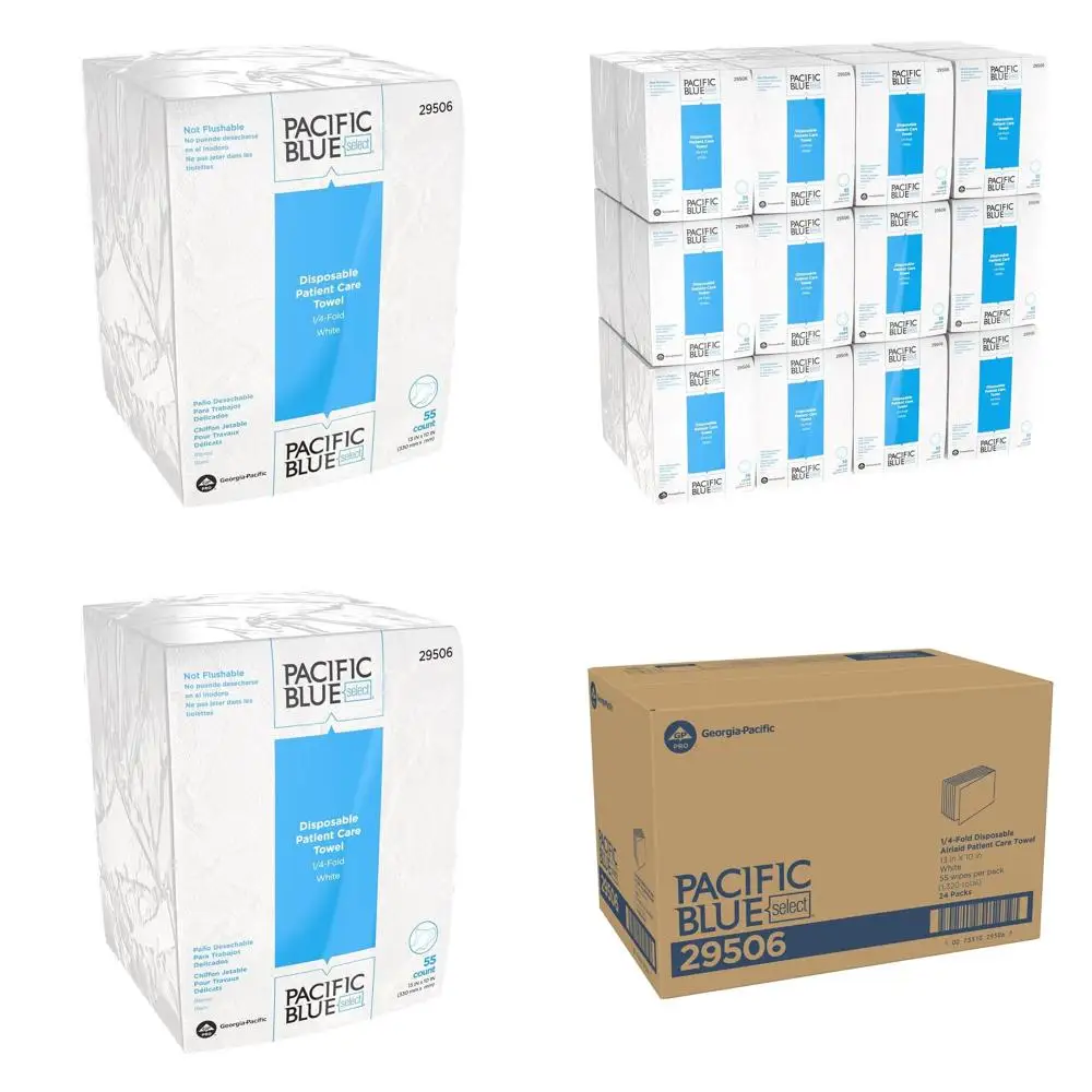

Disposable Patient Care Washcloth, 55 Towels Per Pack, 24 Packs, 13x10 White Cloths