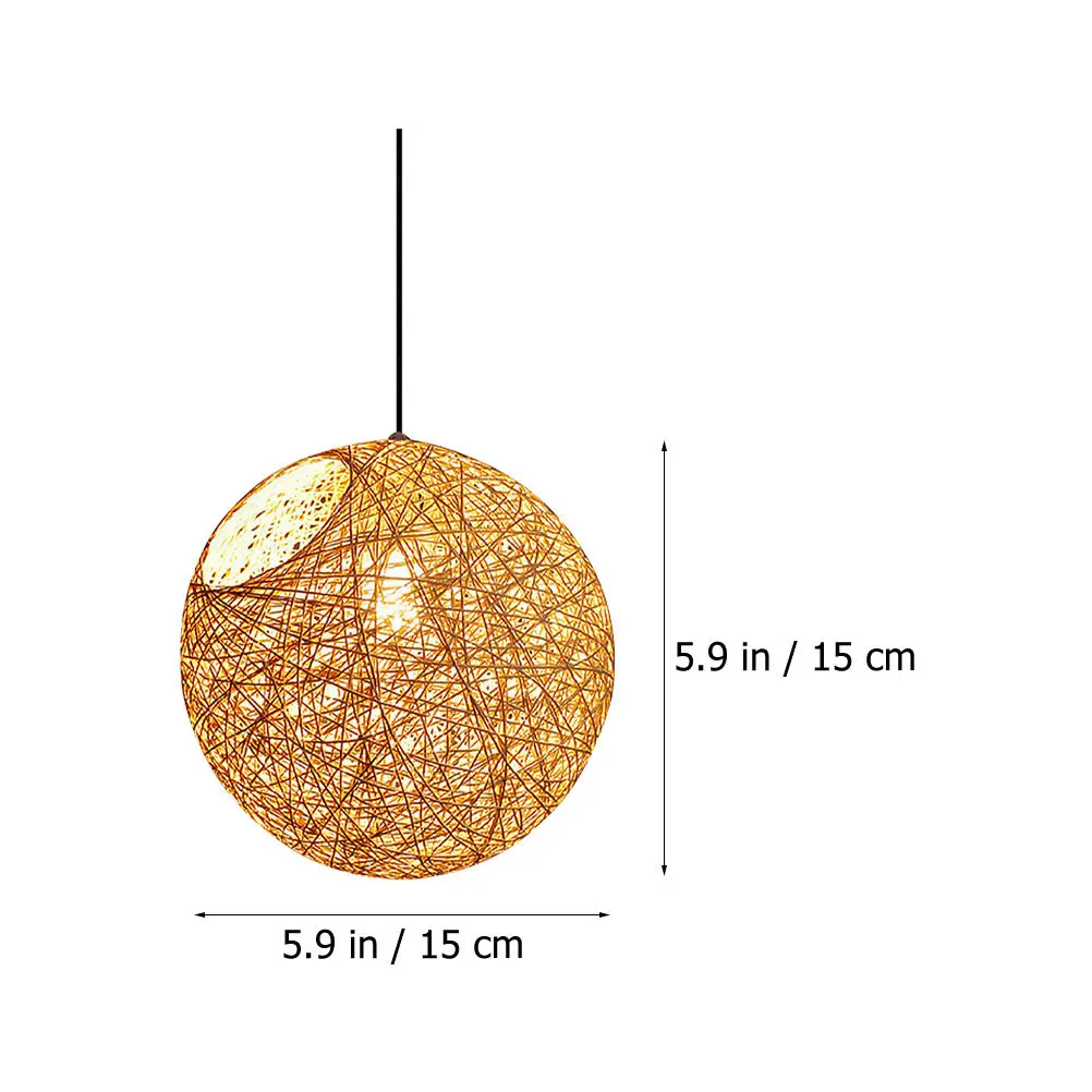 1Pcs Rattan Ball Chandelier Handwoven Natural Fiber Hanging Lamp for Living Room Bedroom Bar Cafe Romantic Home Decor Ceiling