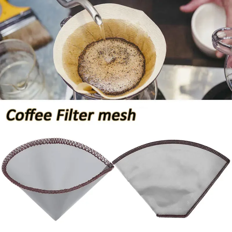 

Reusable Pour Over Coffee Filter Stainless Steel Fine Mesh Coffee Filter Drip Cone Paperless Universal Coffee Filter