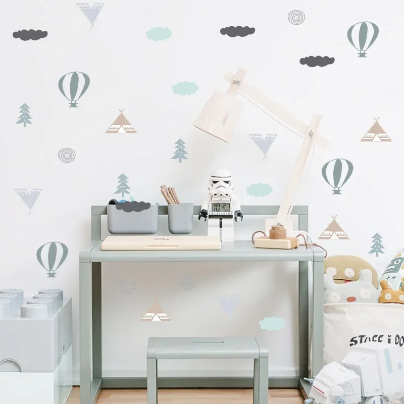 

Cartoon Hot Air Balloon Wall Sticker PVC Wall Stickers For Kids DIY Home Decor Self-Adhesive Wallpaper Wall Decals