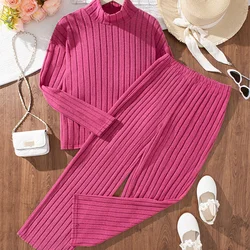 Autumn And Winter Girls Two Piece Set New Fashion Trend Daily Leisure Sweet Cute Soft Comfortable Elegant Lightweight High Neck