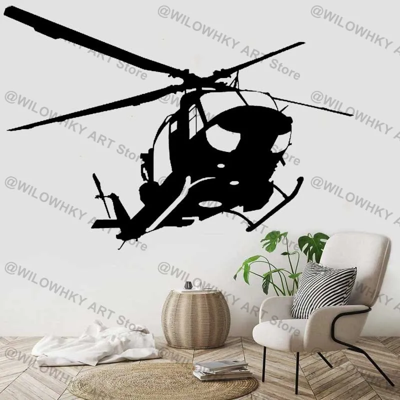 Civilian Rescue Helicopter Vinyl Wall Sticker Bell 412 Helicopter Silhouette Room Bedroom Car Waterproof Glass Decorative Decal