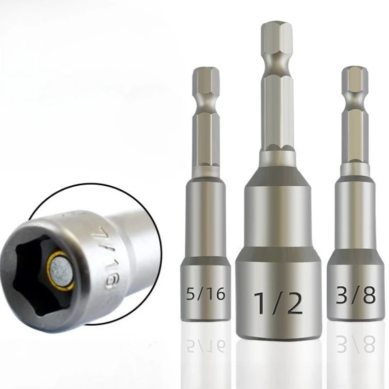 65 مللي متر المغناطيسي تأثير الجوز الإمبراطوري مفك المقبس متري الصف رأس المفك مثقاب الخشب 6.35 مللي متر عرافة عرقوب محول 1/4 "3/8" 1/2"