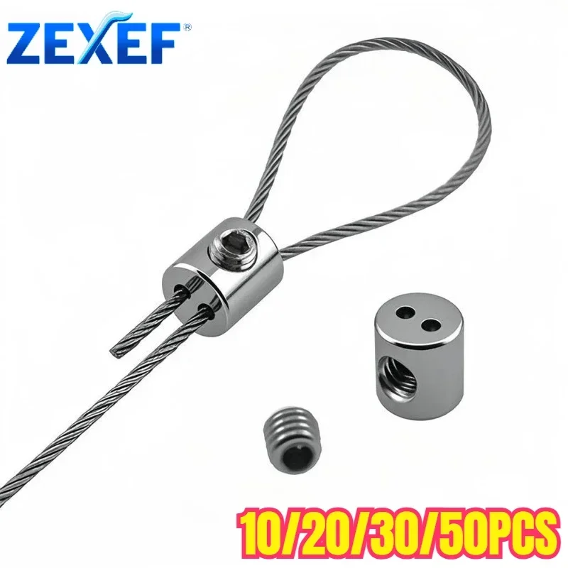 ZEXEF 10-50 قطعة أسلاك الفولاذ حبل المشبك الفولاذ المقاوم للصدأ كابل معلق كليب ثقب مزدوج مسامير قابلة للتعديل ملحقات الأجهزة الثابتة #1