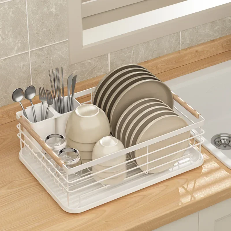 Kitchen Dish Drain Rack Tableware Organization Iron Chopstick Holder Household Space Saving Water Filter Dish Storage Drain Rack