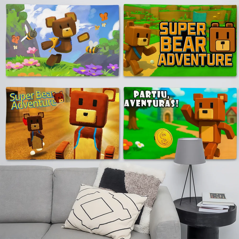 Game S-Super Bear A-Adventure Flagge, geeignet für Geburtstagsfeiern, Wohnzimmer, Schlafzimmer und Outdoor-Camping-Dekorationen