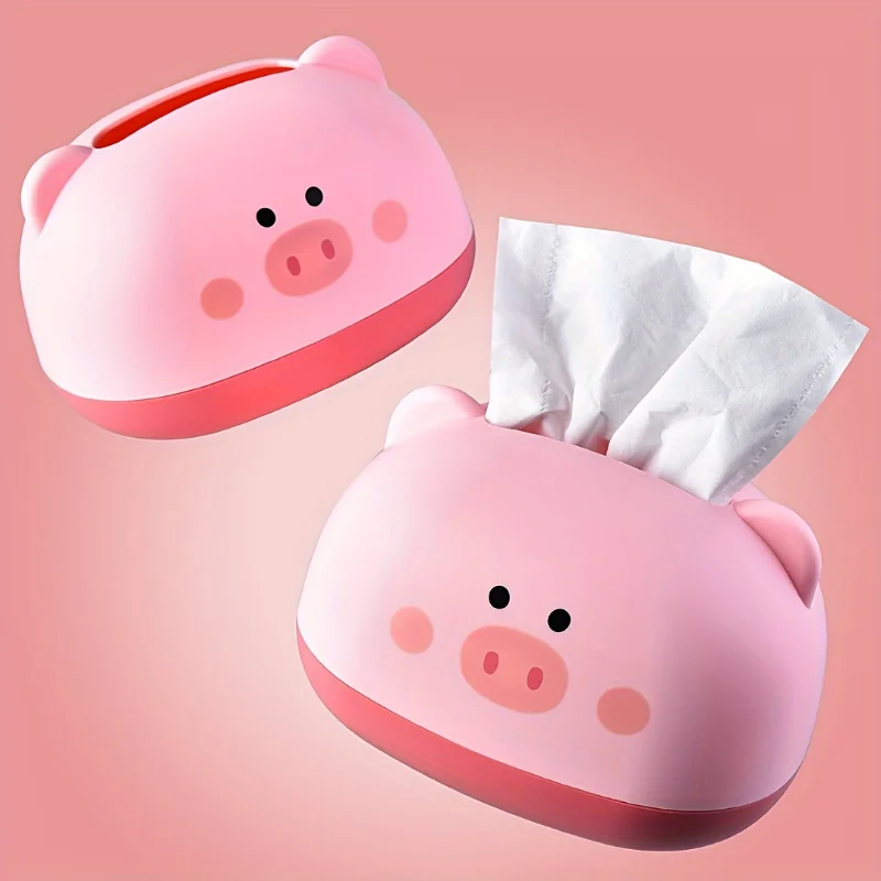 Cute Cartoon Bathroom Drawer Box, Pig Bear Creative Coffee Table, Pull-Out Tissue Storage Box