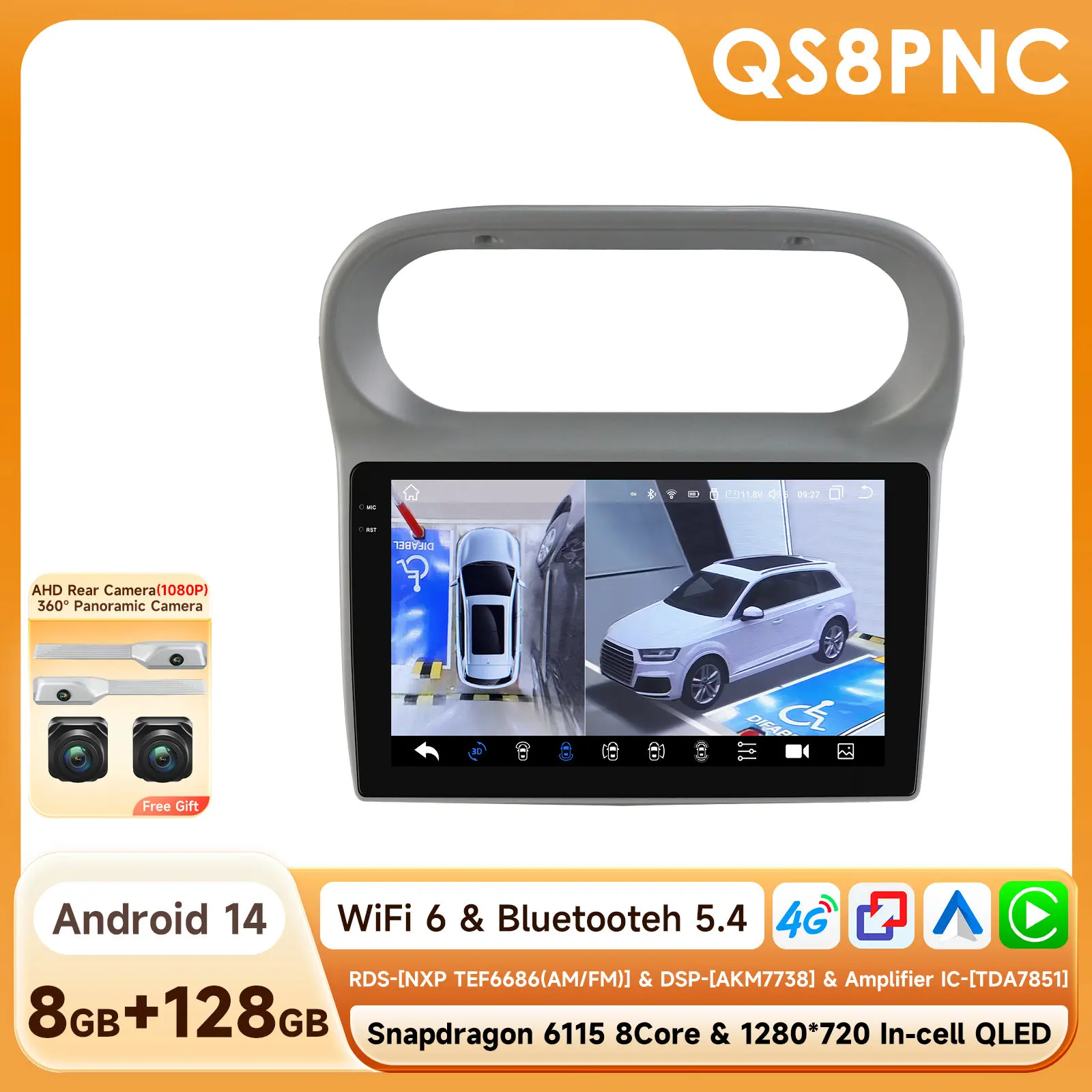 9 "2DIN Carplay Android 14 Autoradio voor Renault Twingo 2005 -2013 multimedia door Snapdragon GPS Stereo 360 Cam intelligente Srceen