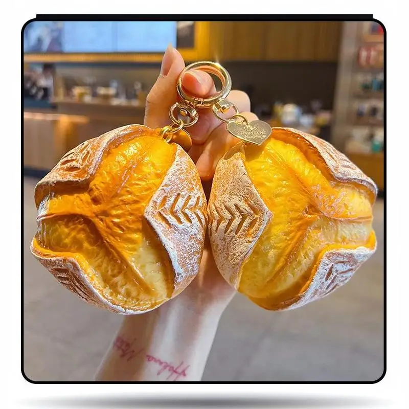 Brot-Anhänger Schlüsselanhänger Simulations-Lebensmittel-Charm-Anhänger DIY Kreativer Spaß Quetsch-Schlüsselanhänger Schwamm-Spielzeug Geschenk – Detail 13