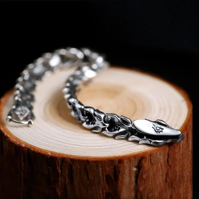 3 Color 20CM Men's Viking Domineering Dragon Vintage Punk Hiphop Bangle Bracelet Birthday Gift