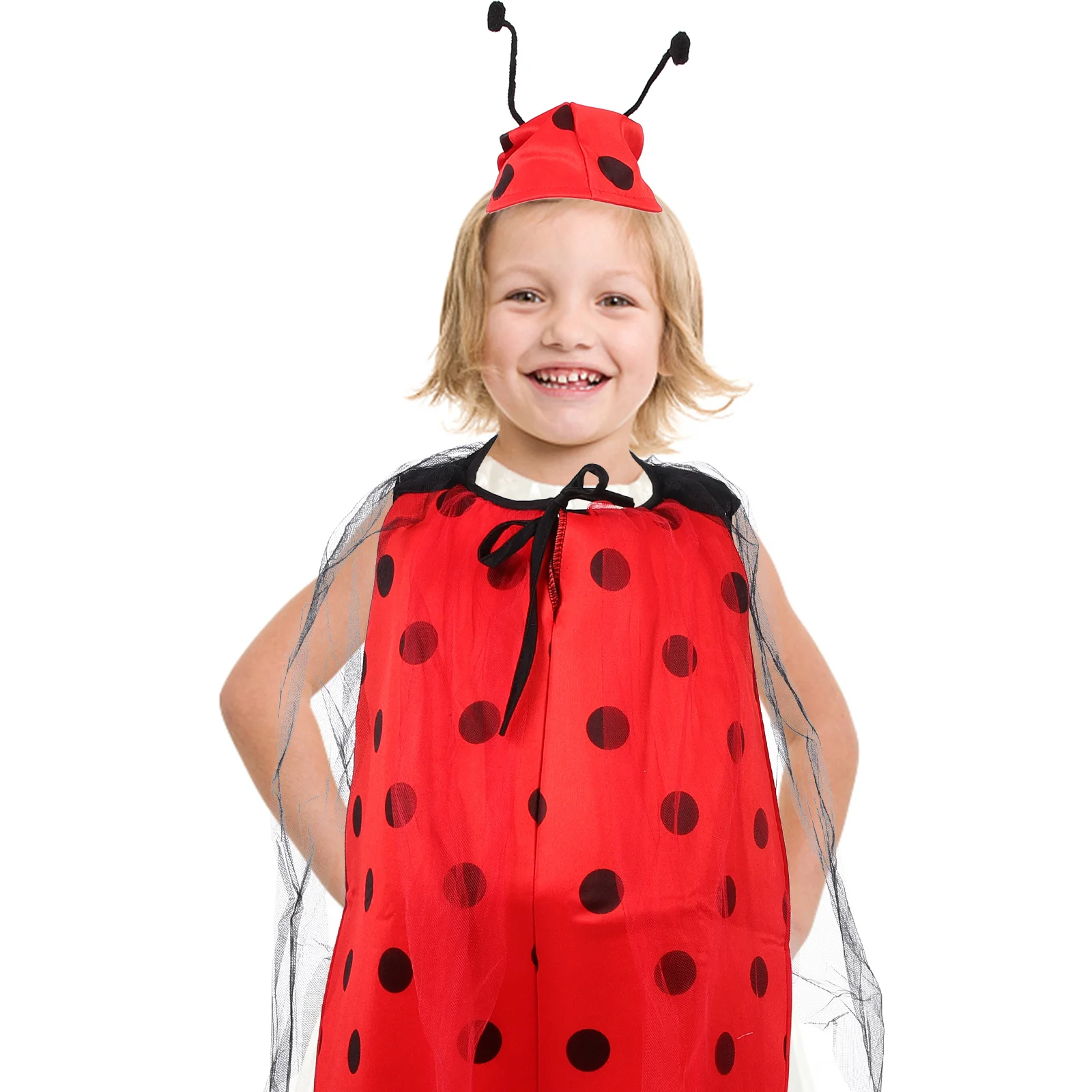 

Комплект костюма божьей коровки из 2 предметов, платье с крыльями, повязка на голову, детский костюм на день рождения, Хэллоуин, Рождество, L, костюм с крыльями божьей коровки