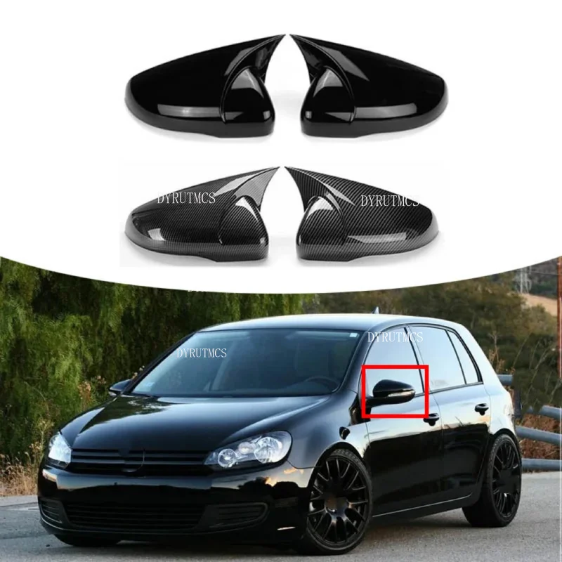 Car Rearview Side Mirror Cover For VW Volkswagen Golf 6 MK6 GTI GTD 2009-2013 Wing Cap Exterior Door Case Trim Carbon Fiber Look