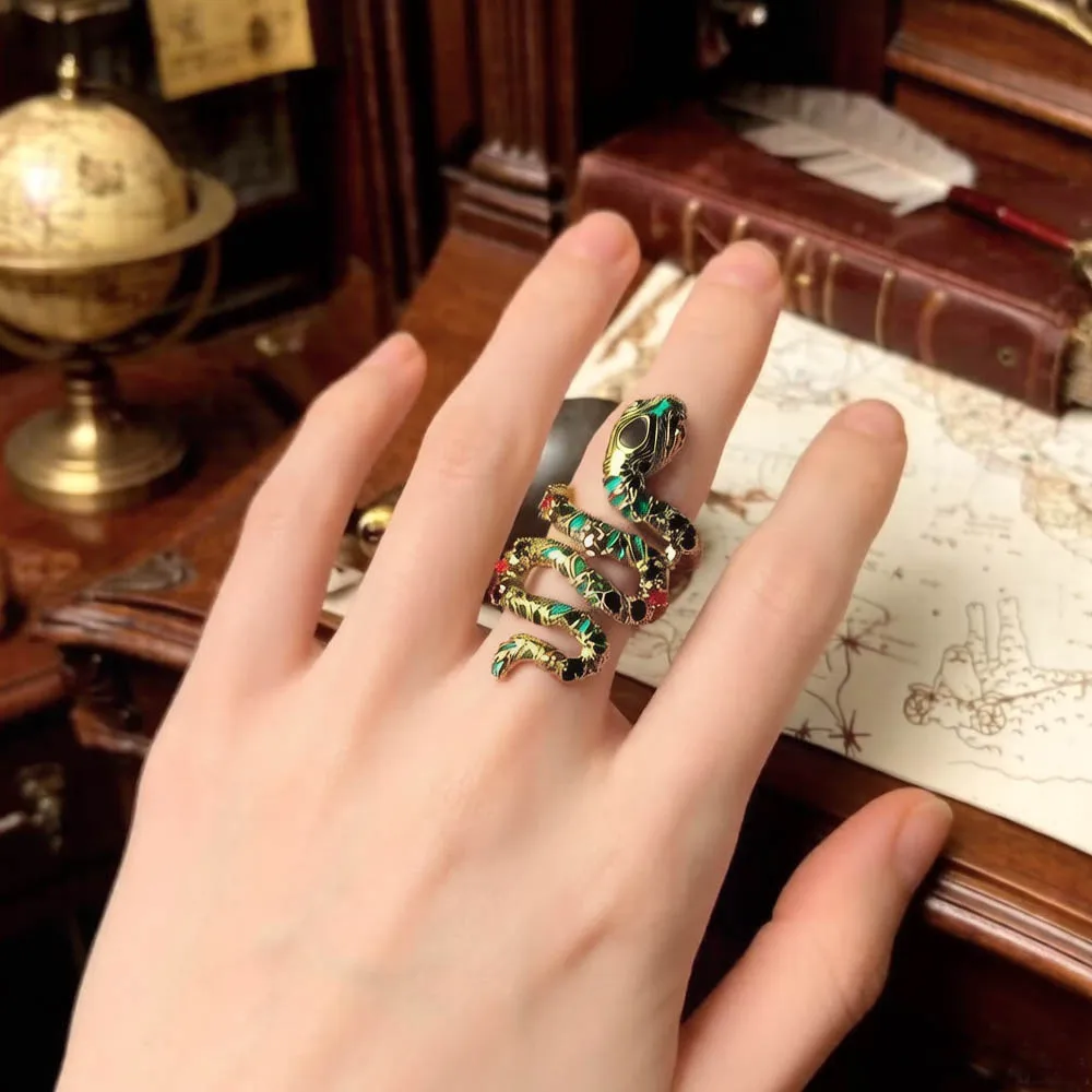 Bright Golden Snake Pave Ring,Europe Style Bohemia Fine Jewerly For Women,New Gift In 925 Sterling Silver