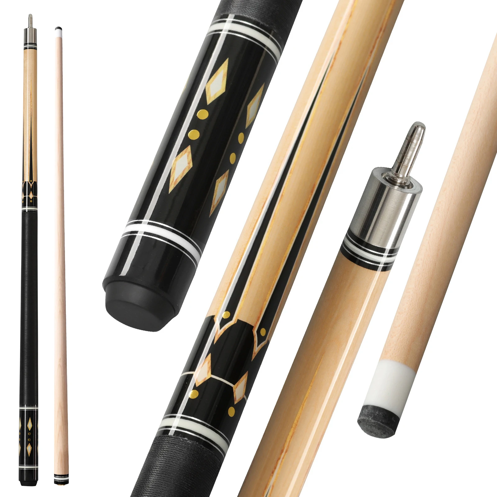 McDermott Maple Billiard Cue 58 inch Professional Adult Cue with Irish Linen Wrap, 12.5mm Tip and Uni-Loc Joint Professional Tapered Cue for Beginners & League Players