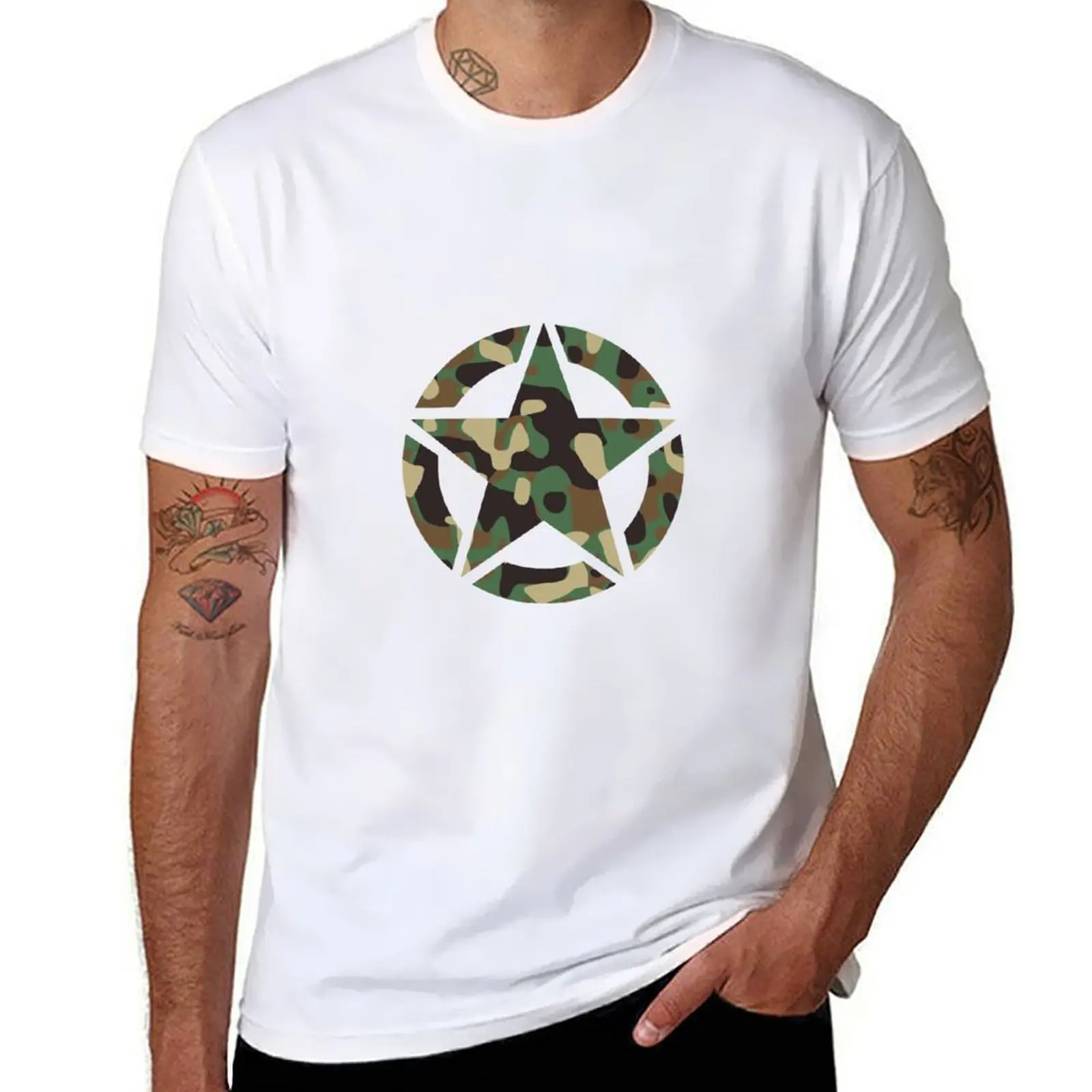 

Green camouflage Star T-Shirt g man t shirts for men t shirt personalised t shirts for man cotton T-shirt