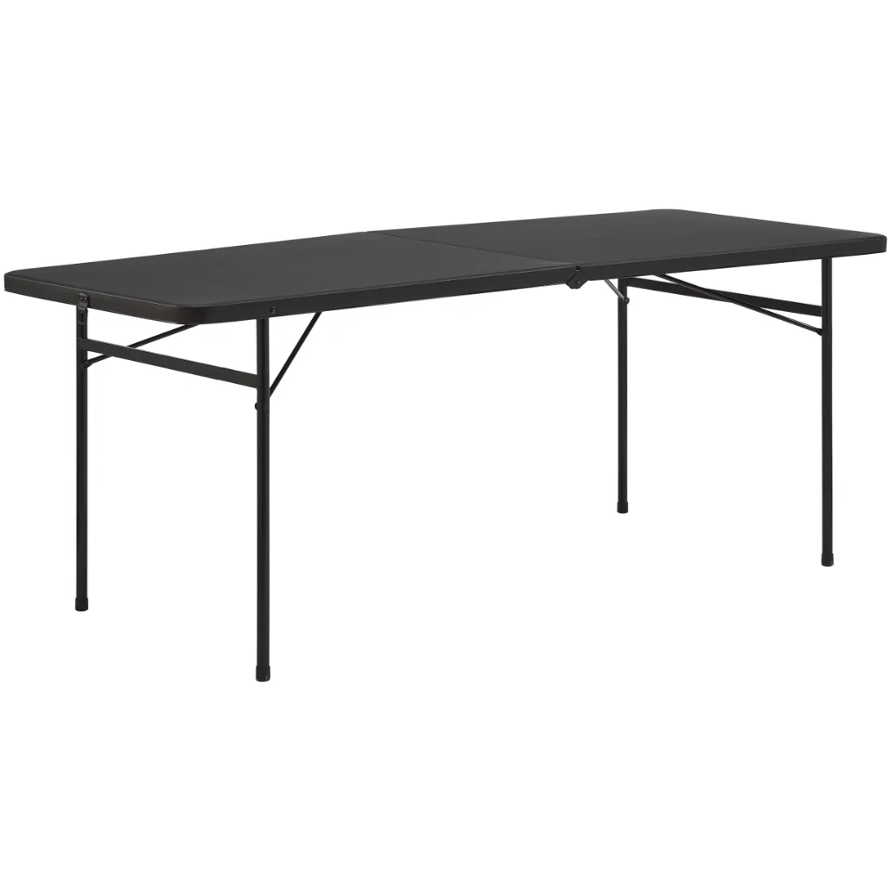 Mainstays 6 Foot Bi-Fold Plastic Folding Table, Black outdoor furniture  mesa